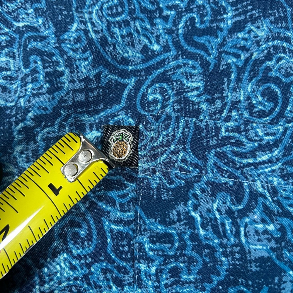 Pineapple Connection Hawaiian Shirt Men's L Blue Tropical Bird Print Button Up - Picture 4 of 6